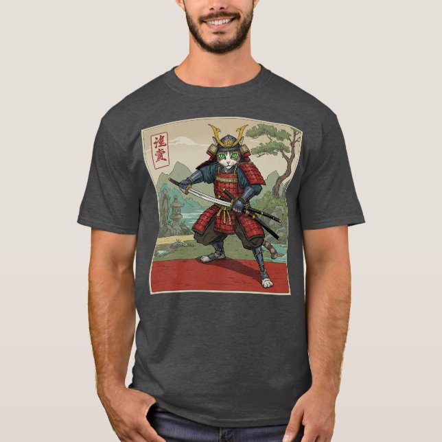 Samurai Cat T Shirt (Framsida)
