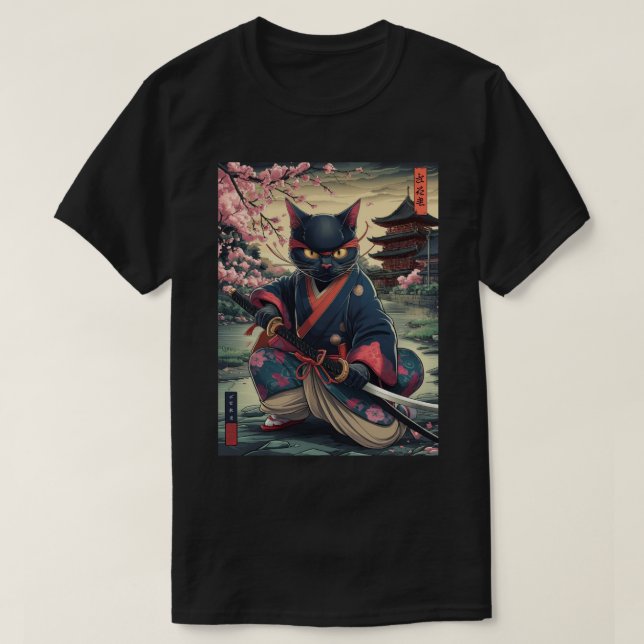 Samurai Cat T Shirt (Design framsida)