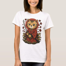 Samurai Cat T-Shirt | Japansk djurkatt