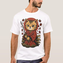 Samurai Cat T-Shirt | Japansk djurkatt