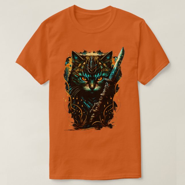 Samurai Cat the Kattdjur Warrior T Shirt (Design framsida)