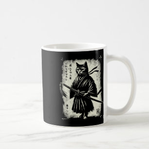 Samurai Cat Ukiyo-e Warrior Art Graphic Sumi-e Cat Kaffemugg
