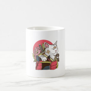Samurai Cat - Vaporwave Cat Kaffemugg
