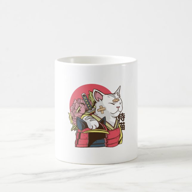 Samurai Cat - Vaporwave Cat Kaffemugg (Center)