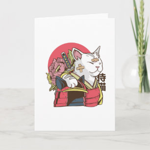 Samurai Cat - Vaporwave Cat Kort