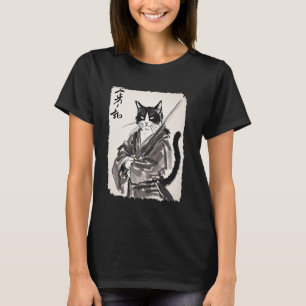 Samurai Cat Vintage Japanska Ukiyo-e Art Warrior G T Shirt
