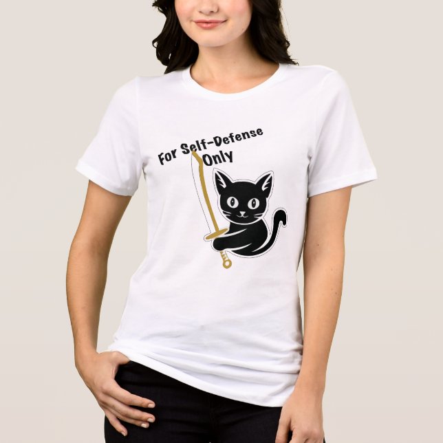 Samurai Cat Warrior - Cute Ninja Kitten med Sword T Shirt (Framsida)