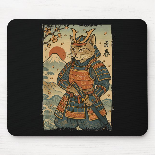 Samurai Cat Warrior japansk Ukiyo-e Artwork Cat S Musmatta (Framsidan)