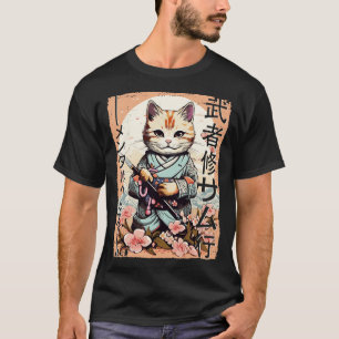 Samurai Cat Warrior Japanska Ninja Kattunge Kawaii T Shirt