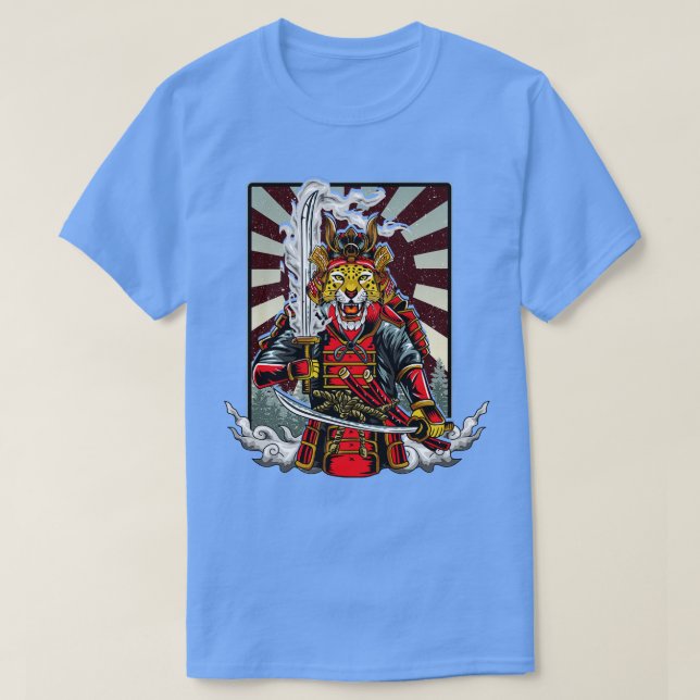 Samurai Cheetah Warrior Japan T Shirt (Design framsida)