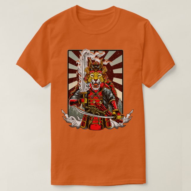 Samurai Cheetah Warrior Japan T Shirt (Design framsida)
