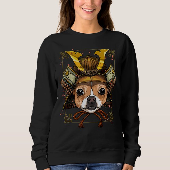 Samurai Chihuahua Hund Warrior Samurai T Shirt (Framsida)