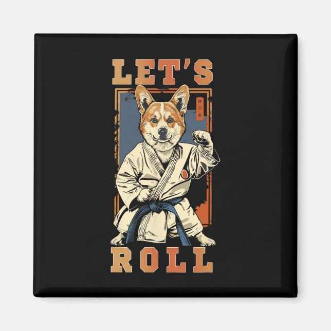 Samurai Corgi in Jiu Jitsu Gi Bjj Life Brazilian K Magnet (Framsidan)