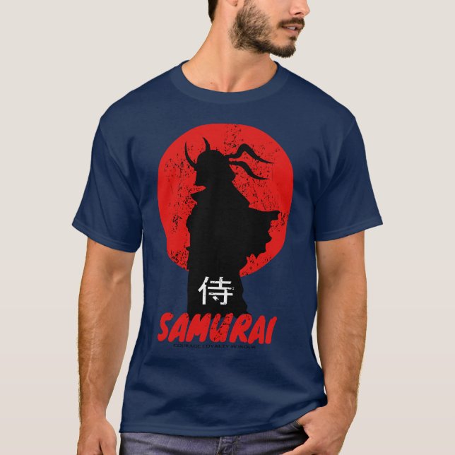 Samurai Courage Loyalty Honour T Shirt (Framsida)