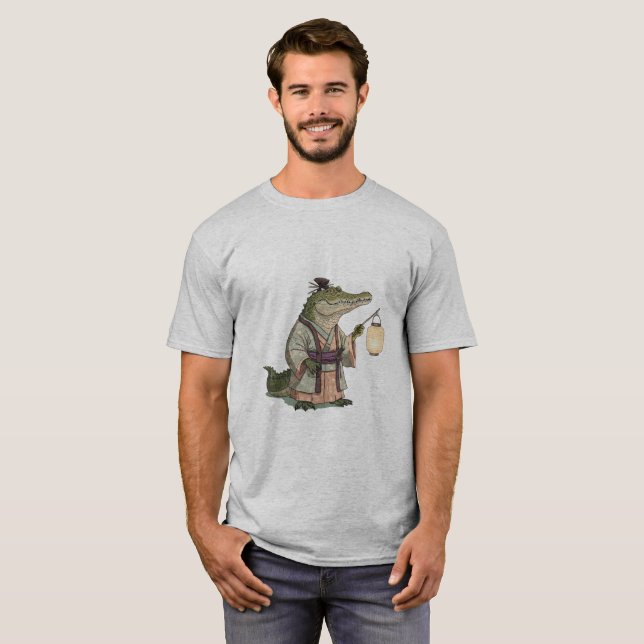 ’Samurai Crokodile Warrior’ T Shirt (Hel framsida)