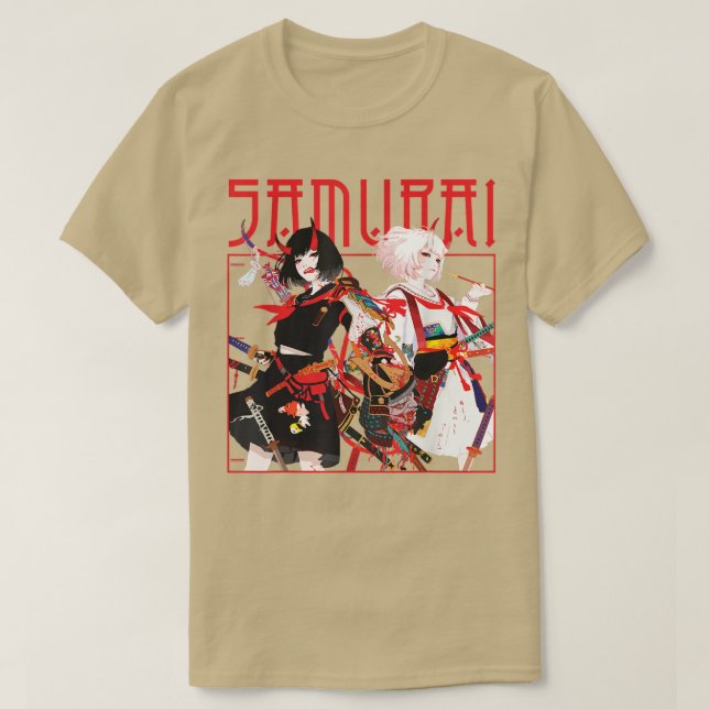 Samurai Cyborg Girl Aesthetic Japanska Kawaii Robo T Shirt (Design framsida)