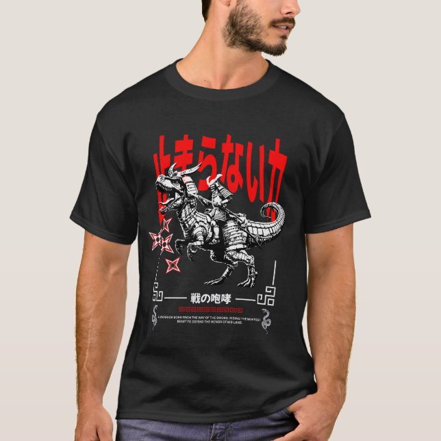 Samurai Dino Rider: Warrior of Unstoppable Power T Shirt (Framsida)