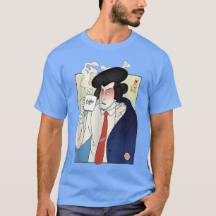 Samurai Drink Coffee Ukiyoe japansk Warrior Älskar T Shirt
