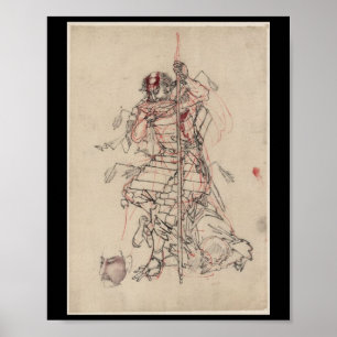 Samurai drink Sake circa 1800-talet Poster