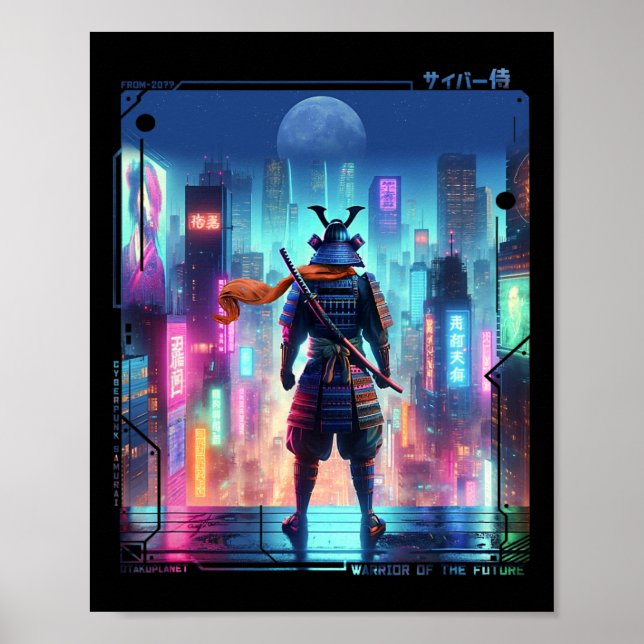 Samurai Electric Pole på japanska Retro Cyberpunk Poster (Framsidan)