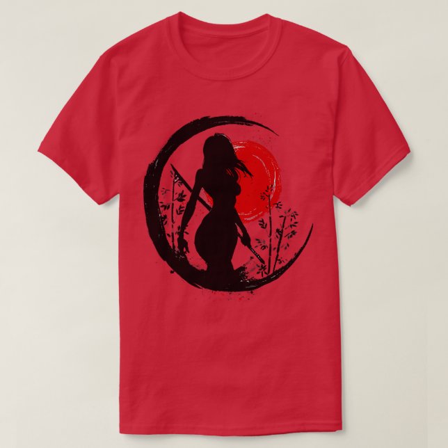 Samurai Female Silhouette T Shirt (Design framsida)