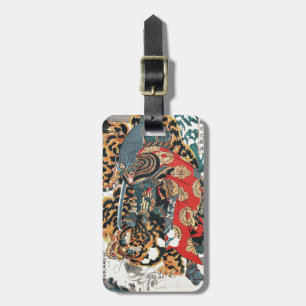 Samurai Fighting a Tiger, Kuniyoshi, Ukiyo-e Bagagebricka