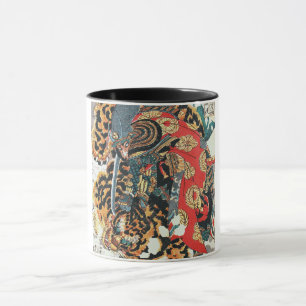 Samurai Fighting a Tiger, Kuniyoshi, Ukiyo-e Mugg