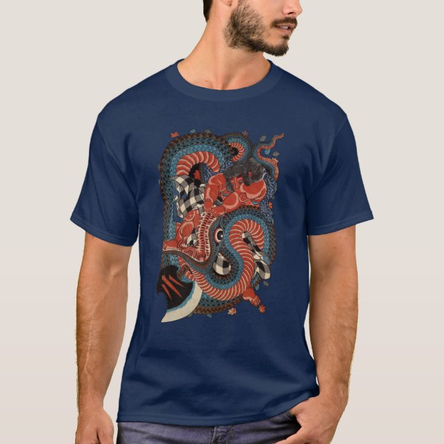 SAMURAI FIGHTING MONSTER SNAKE T SHIRT (Framsida)