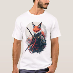 Samurai Fox Warrior Japanska Ninja Fox Kawaii T-Sh T Shirt