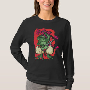Samurai Frog Kendo Katana Cherry Blommar Träd Saku T Shirt