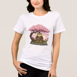 Samurai Frog Meditating Cute Funny White Womens T Shirt