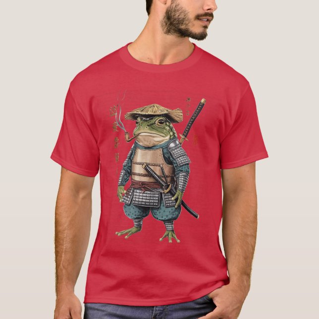Samurai Frog Ninja Aesthetic Japanese Katanaokyo g T Shirt (Framsida)