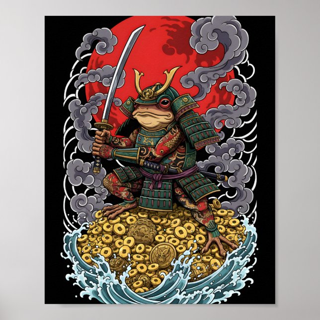 Samurai Frog of Fortune – Mythical Warrior Art Poster (Framsidan)