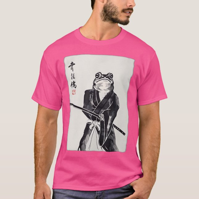 Samurai Frog Ukiyo-E Warrior Art Frog Art T Shirt (Framsida)