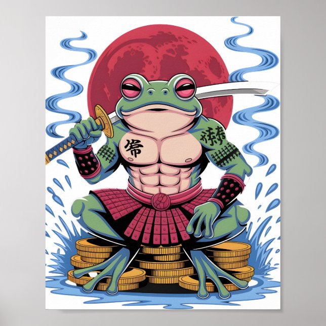 Samurai Frog Warrior art Poster (Framsidan)
