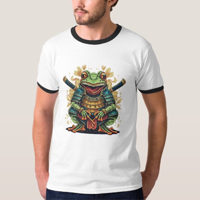 Samurai frog warrior Basic Ringer T-Shirt (Framsida)