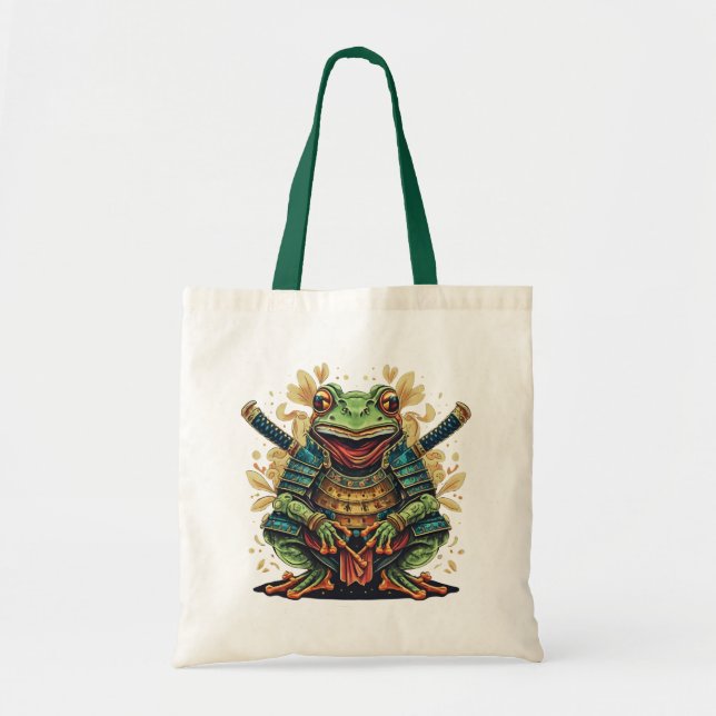 Samurai frog warrior Budget Tote Tygkasse (Framsidan)