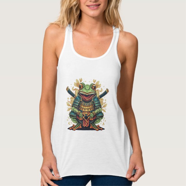 Samurai frog warrior Flowy Racerback Tank Top Linne Med Racerback (Framsida)