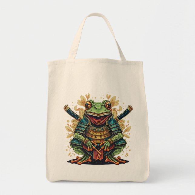 Samurai frog warrior Grocery Tote Tygkasse (Framsidan)
