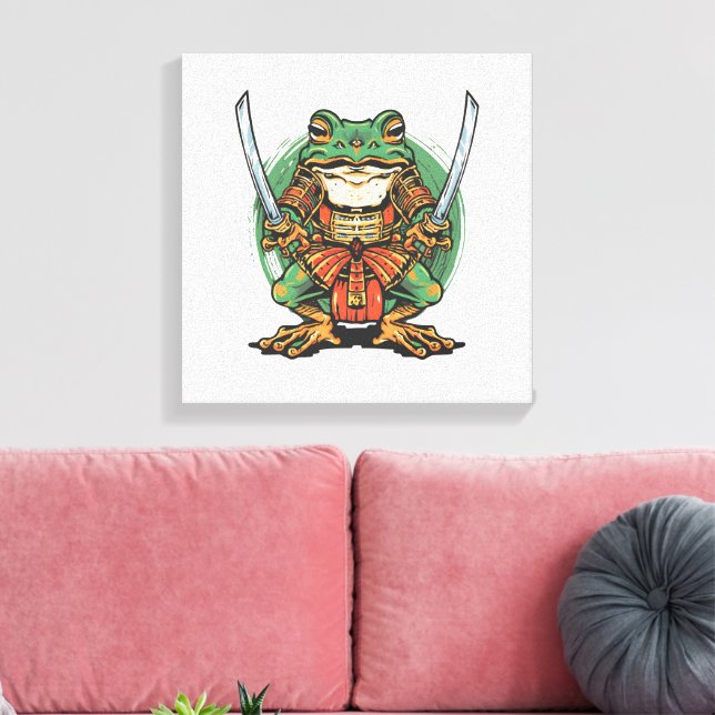  Samurai frog warrior Stretched Canvas Print (Insitu (Vardagsrum))