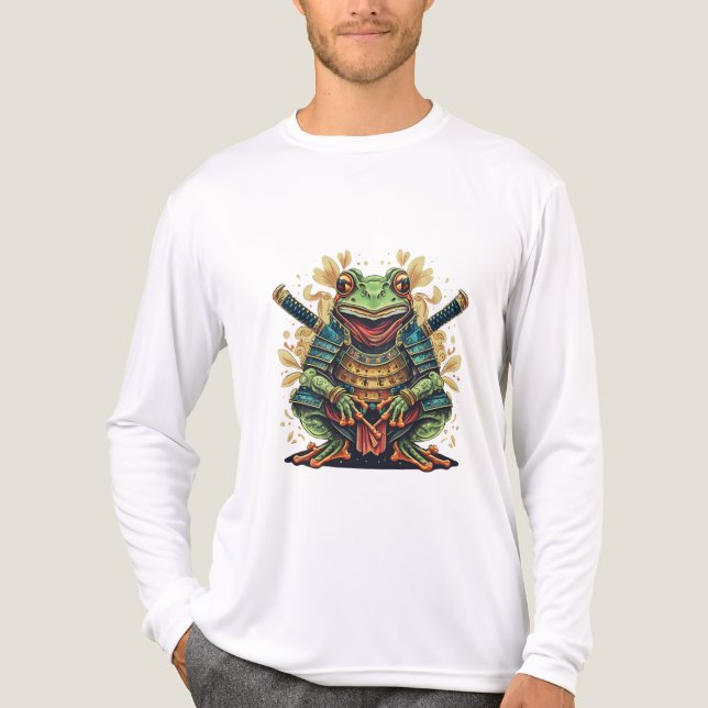Samurai frog warrior Tri-blend Long Sleeve Shirt T Shirt (Framsida)