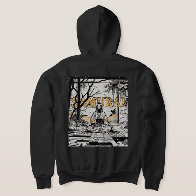 Samurai Fullt Zip Hoodie T Shirt (Laydown Baksida)