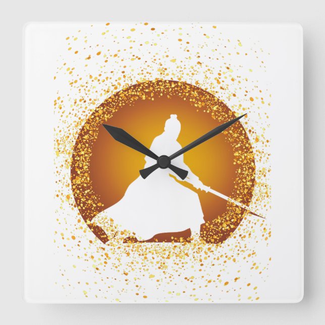 samurai fyrkantig klocka (Framsida)