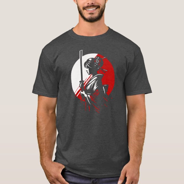 Samurai Geisha med Katana Stigning Sol Warrior Box T Shirt (Framsida)