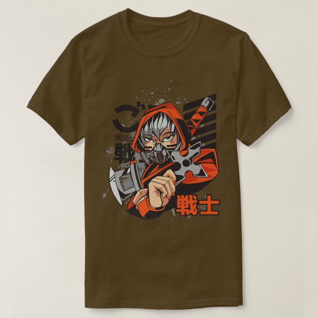 Samurai Girl Anime Ninja Girl Japansk Ninja T Shirt (Design framsida)