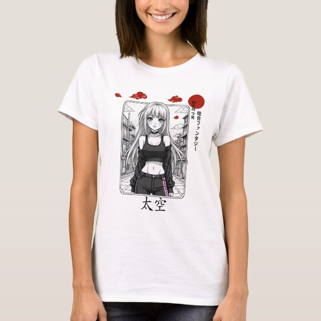 Samurai Girl i City T Shirt (Framsida)