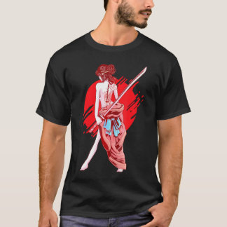 Samurai Girl Japanskt Art Anime T Shirt