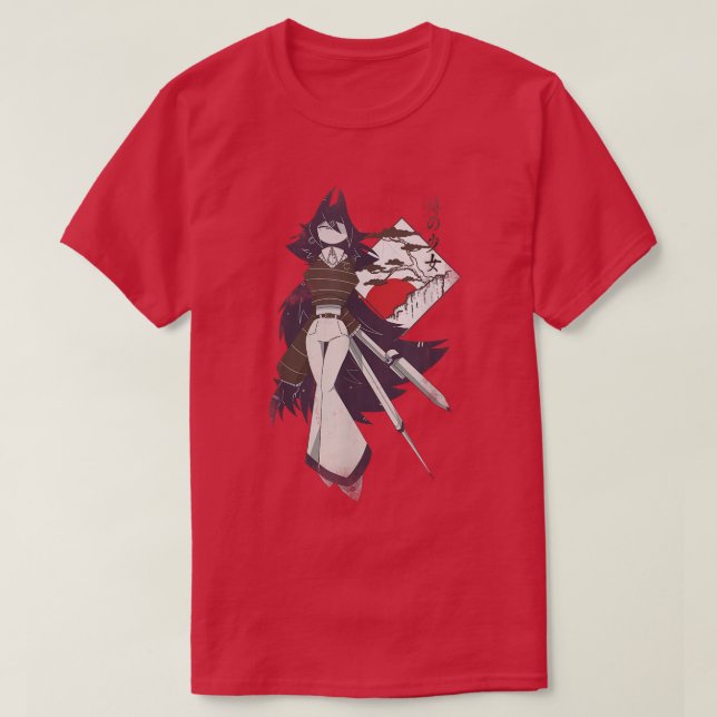 Samurai Girl Warrior Ukiyo Fpe Papper E T Shirt (Design framsida)