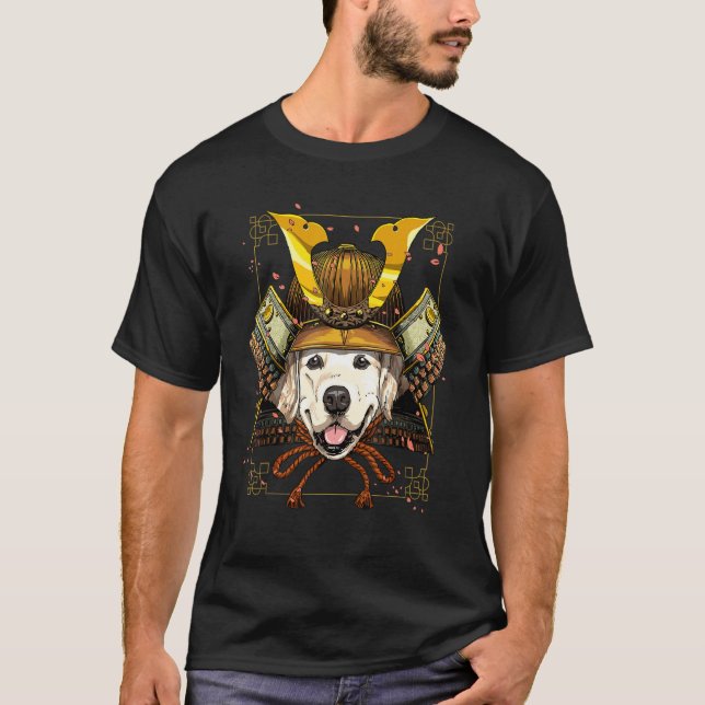 Samurai Golden Retriever Dog  Japanese Warrior Bus T Shirt (Framsida)