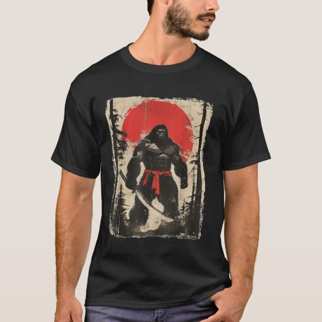 Samurai Gorilla Warrior Epic Japan Bushido Art T Shirt (Framsida)